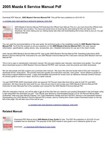 2005 Mazda 6 Repair Manual Pdf